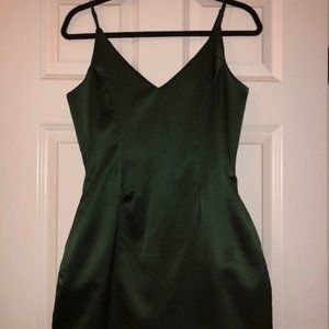 Emerald green satin dress